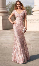 Alyce Paris 27533 - V-Neck Floral Lace Evening Dress