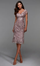 Alyce Paris 27534 - Scoop Back Embroidered Knee-Length Dress