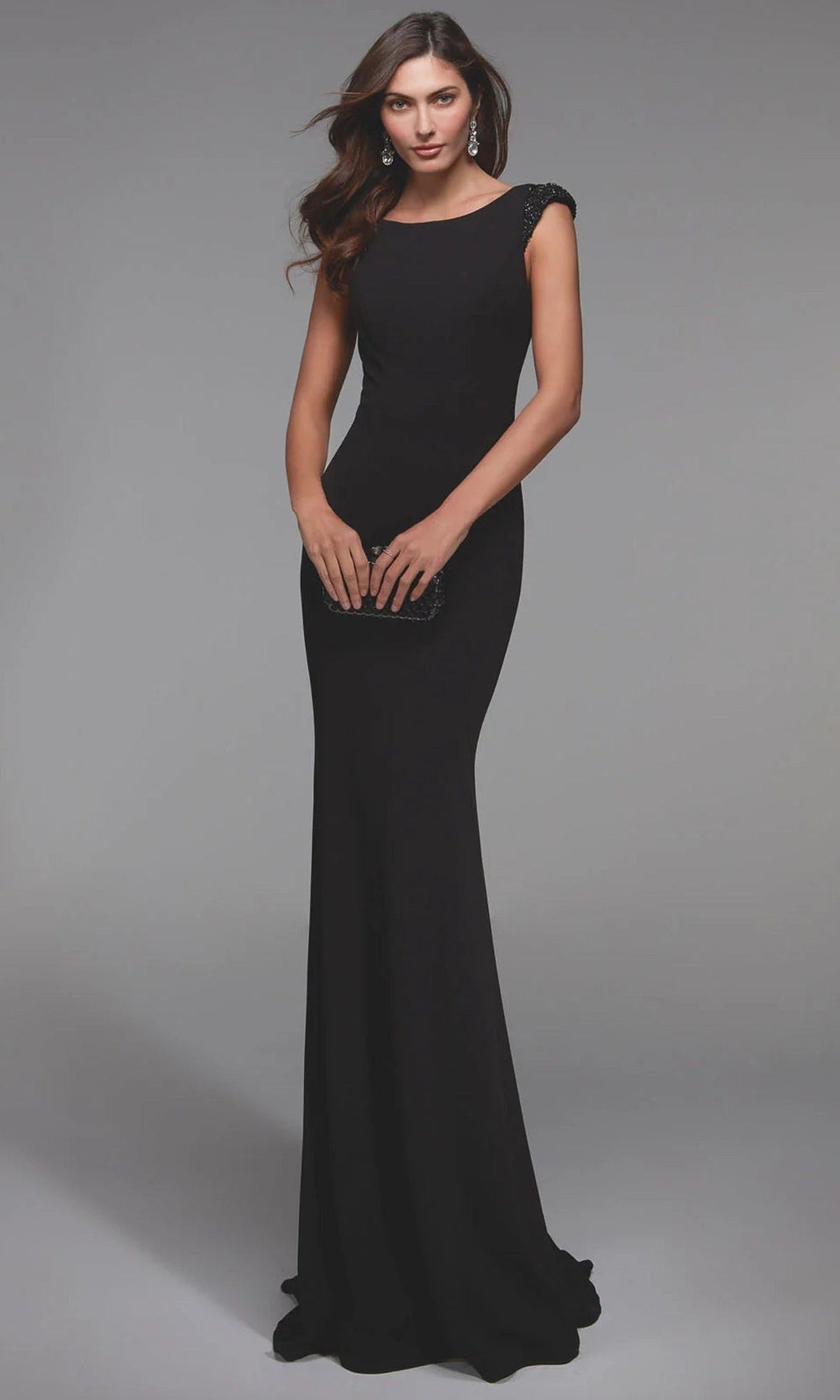 Alyce Paris 27539 - Sleek Jersey Sheath Dress with Cap Sleeves