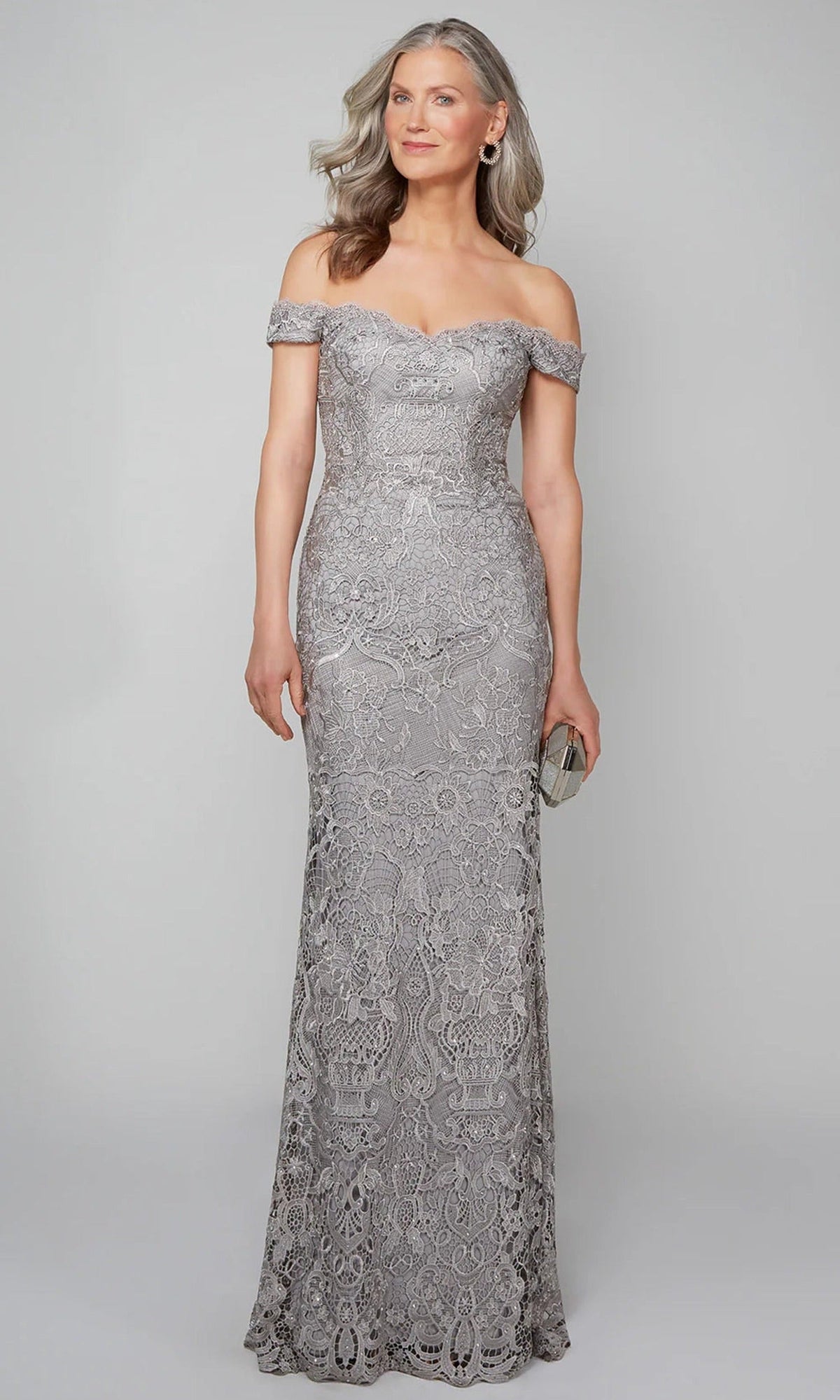 Alyce Paris 27553 - Allover Lace Off-Shoulder Fitted Dress