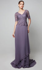 Alyce Paris 27556 - Tiered Hem Scalloped V-Neck Dress