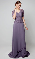 Alyce Paris 27556 - Tiered Hem Scalloped V-Neck Dress