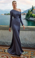 Alyce Paris 27557 - Asymmetric Long Sleeve Gown