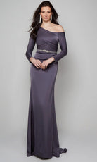 Alyce Paris 27557 - Asymmetrical Long Sleeve Formal Gown