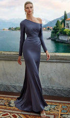 Alyce Paris 27557 - Asymmetrical Long Sleeve Formal Gown
