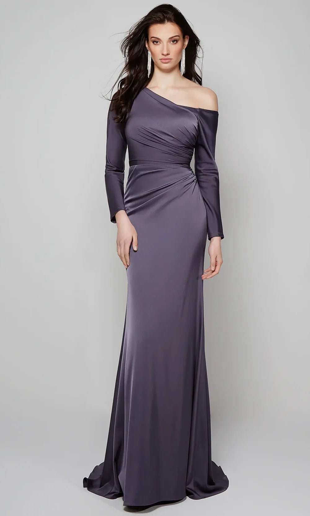 Alyce Paris 27557 - Asymmetric Long Sleeve Gown - Silhouette Dresses