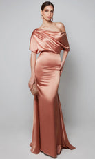Alyce Paris 27560 - Draped Bodice Short Sleeve Gown