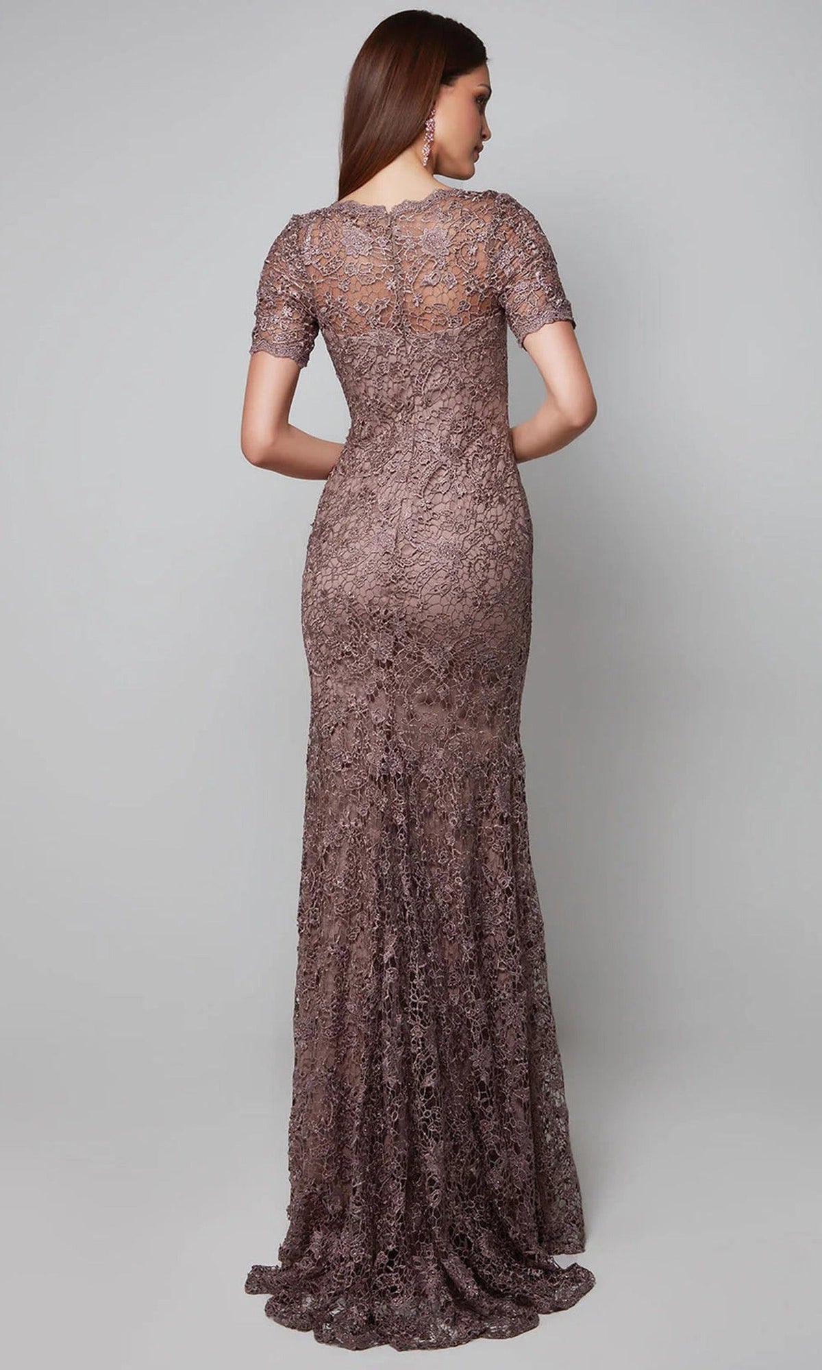 Alyce Paris 27561 - Short Sleeve Scalloped V-Neck Dress