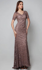 Alyce Paris 27561 - Short Sleeve Scalloped V-Neck Dress
