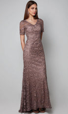 Alyce Paris 27561 - Short Sleeve Scalloped V-Neck Dress