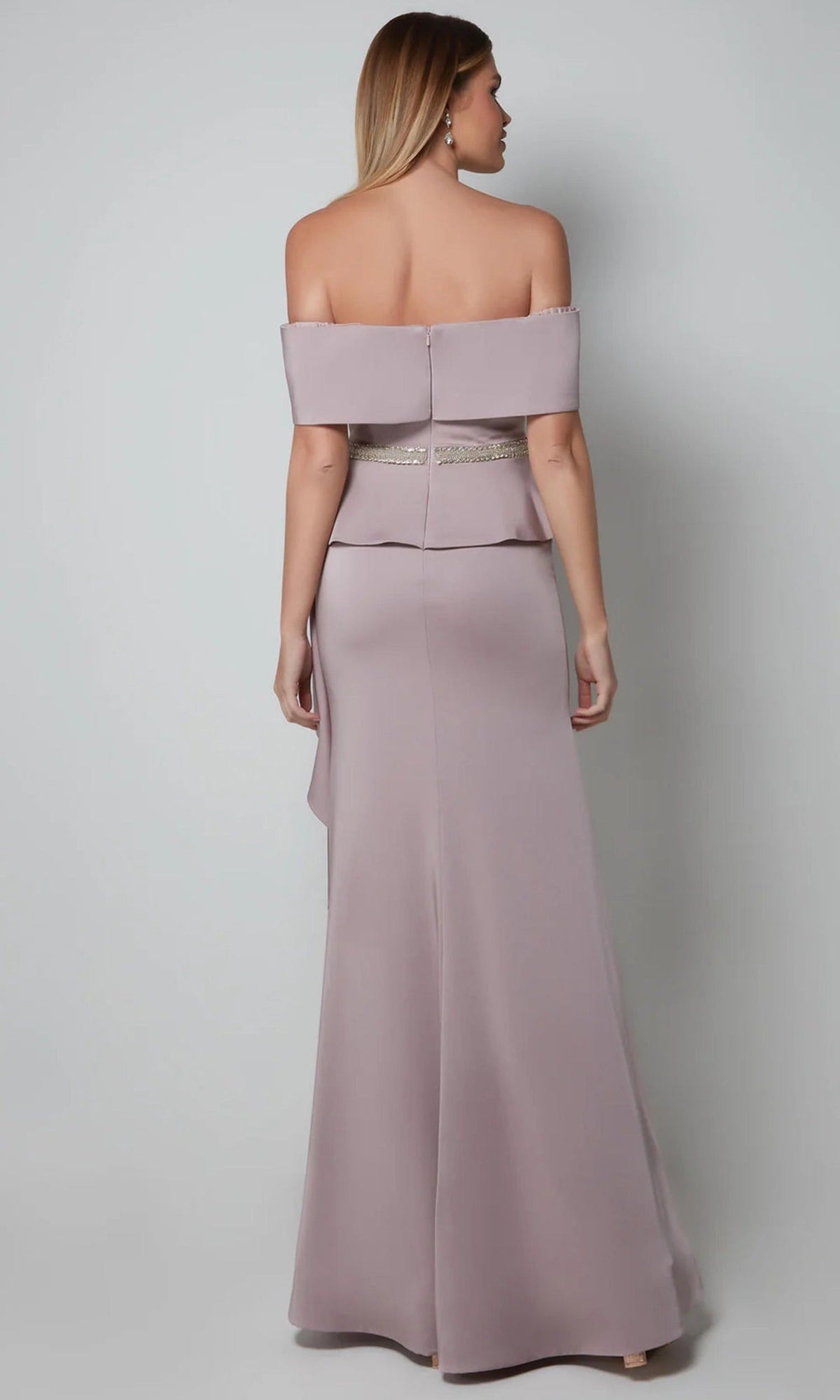 Alyce Paris 27563 - Off Shoulder Crepe Gown with Side Drape