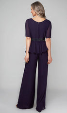 Alyce Paris 27576 - Beaded Waist Peplum Jumpsuit