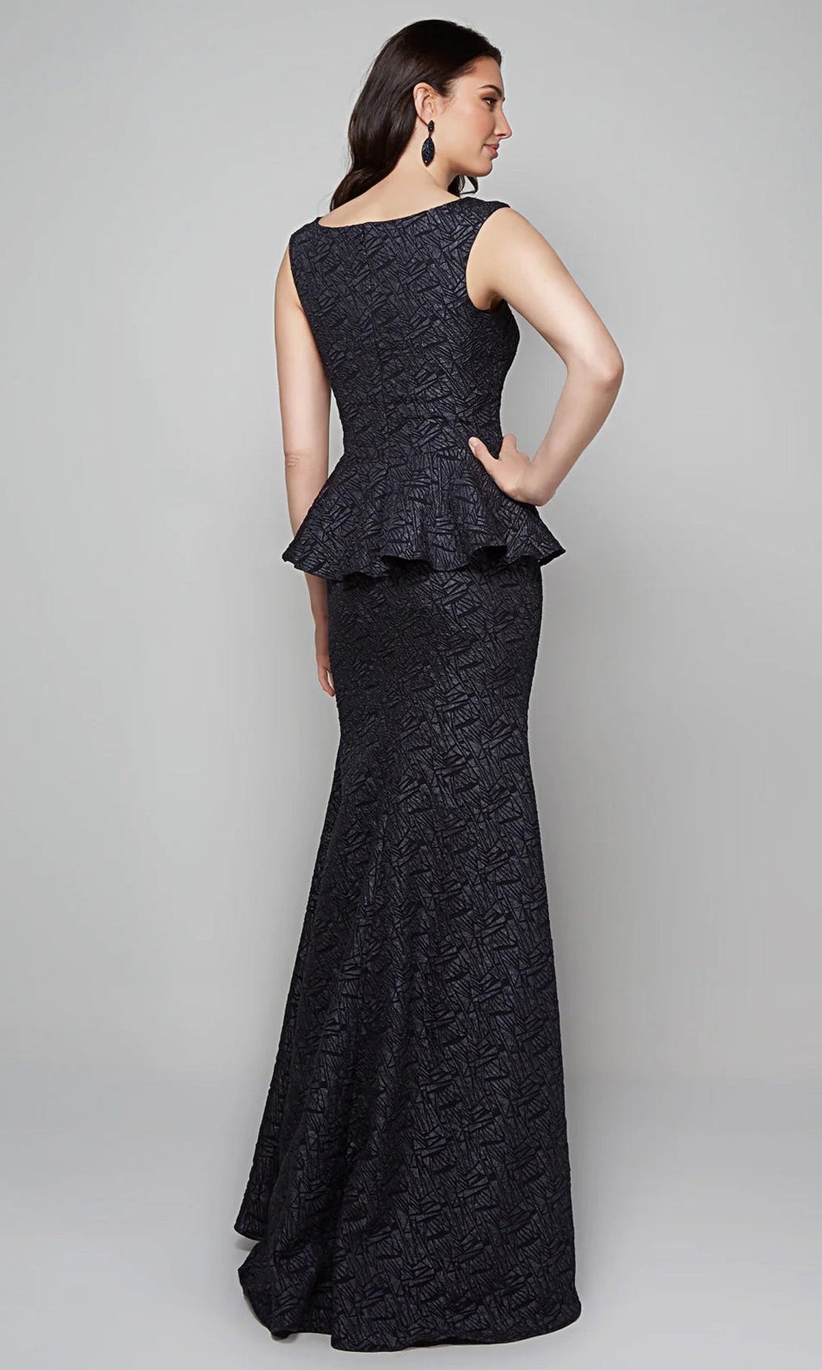 Alyce Paris 27579 - Jacquard Peplum Sheath Evening Gown
