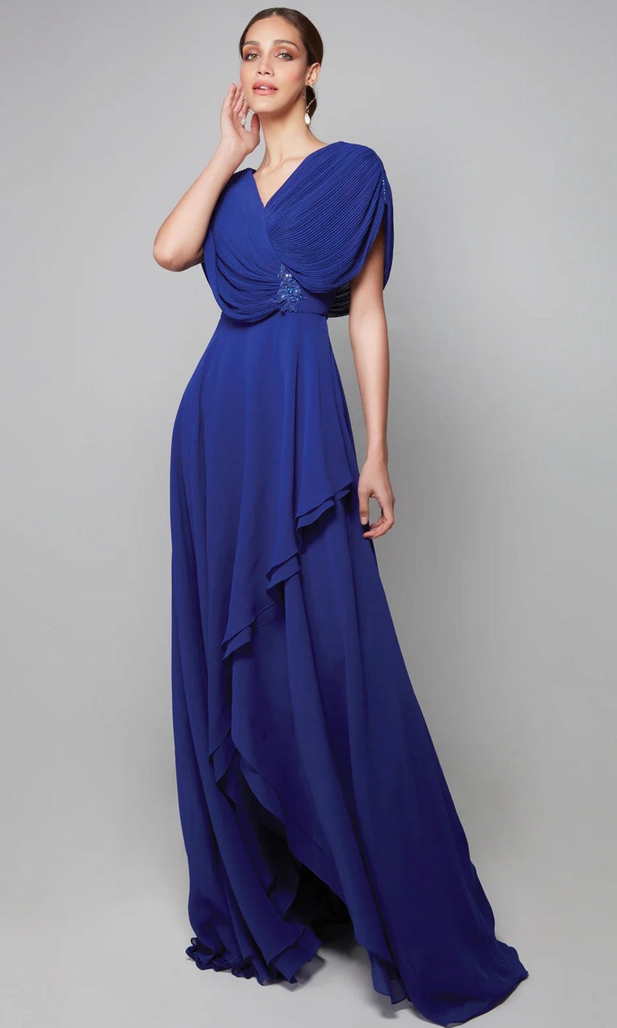 Alyce Paris 27592 - Draped Bodice V-Neck Chiffon Dress
