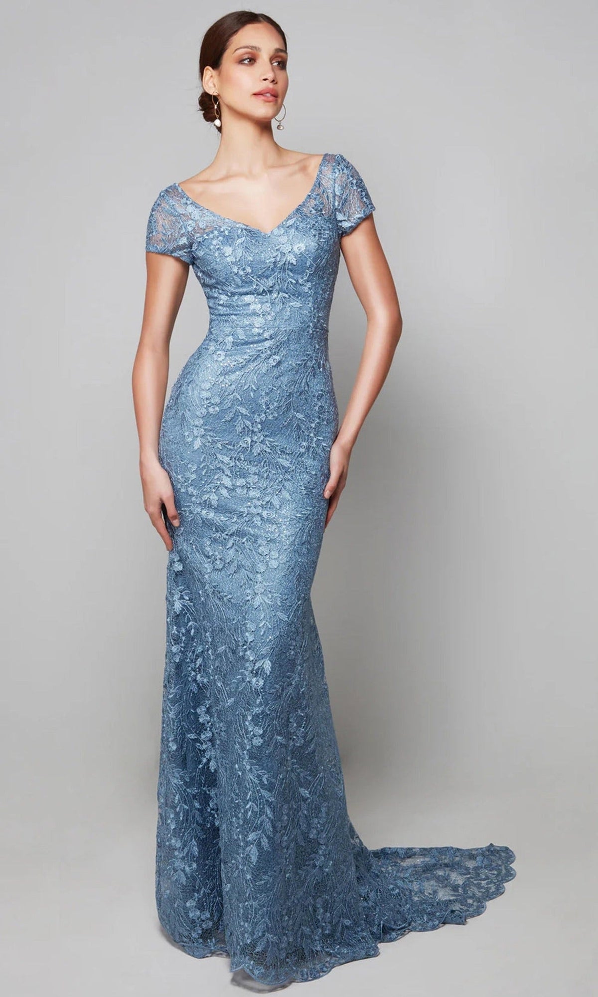 Alyce Paris 27602 - Lace Appliqued Sheath Dress with Scalloped Hem