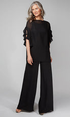 Alyce Paris 27633 - Chic Wide-Leg Pants Set with Overlay Top