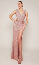 Alyce Paris 27653 - Draped Sequin V-Neckline Gown