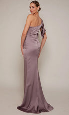 Alyce Paris 27656 - Ruffle Sleeve Satin Gown with Slit