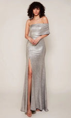 Alyce Paris 27663 - Metallic Jacquard Asymmetric Sheath Gown