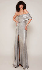 Alyce Paris 27663 - Metallic Jacquard Asymmetric Sheath Gown
