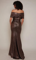 Alyce Paris 27666 - Ruched Off Shoulder Metallic Gown