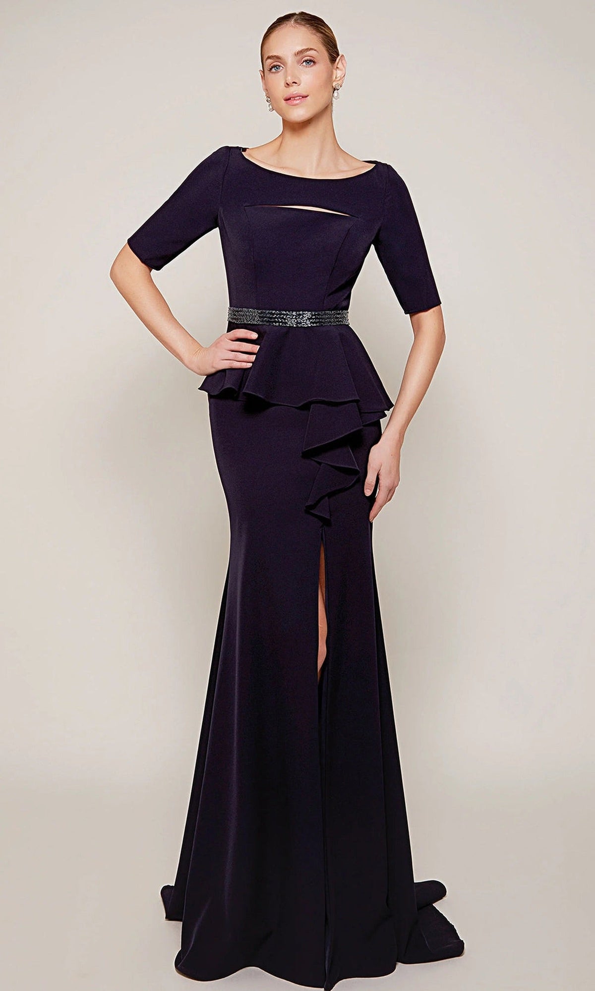 Alyce Paris 27679 - Beaded Belt Peplum Sheath Dress