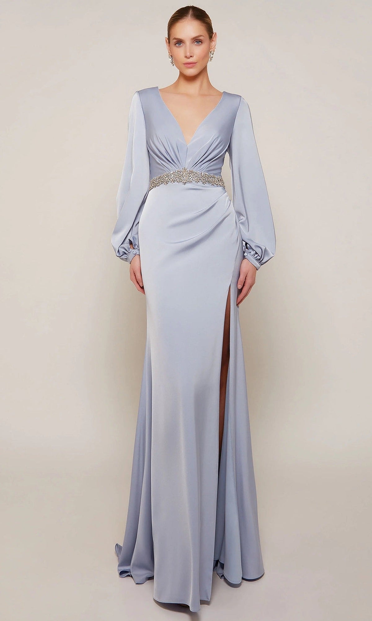 Alyce Paris 27696 - Bishop Sleeve Long Gown with Beaded Waist