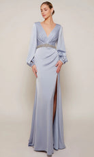 Alyce Paris 27696 - Bishop Sleeve Long Gown with Beaded Waist