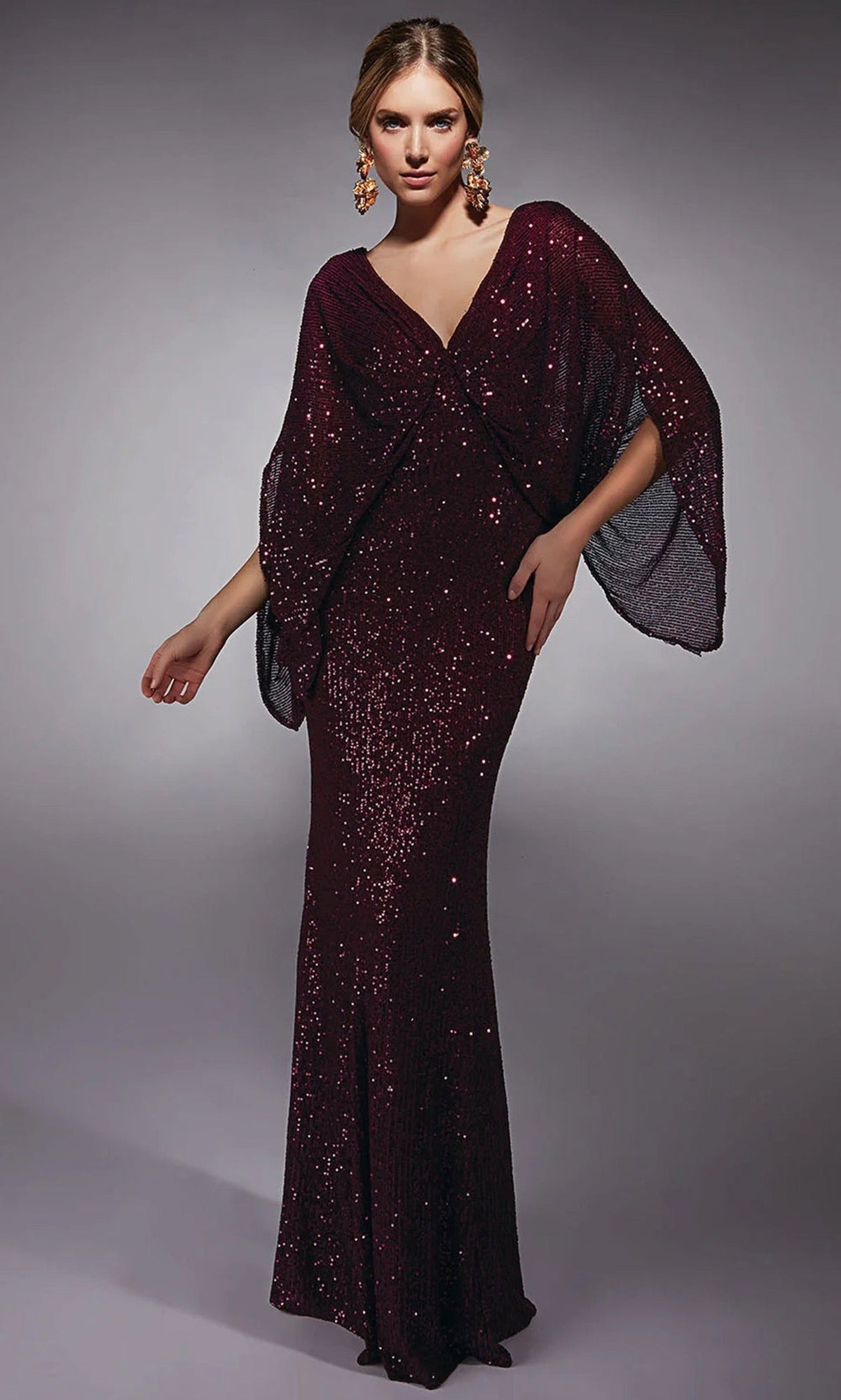 Alyce Paris 27703 - Sequined Cape Sleeve Formal Gown