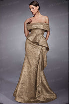 Alyce Paris 27707 - Off Shoulder Peplum Jacquard Gown