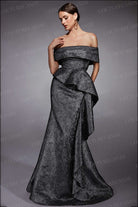 Alyce Paris 27707 - Off Shoulder Peplum Jacquard Gown