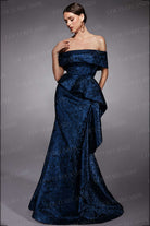 Alyce Paris 27707 - Off Shoulder Peplum Jacquard Gown