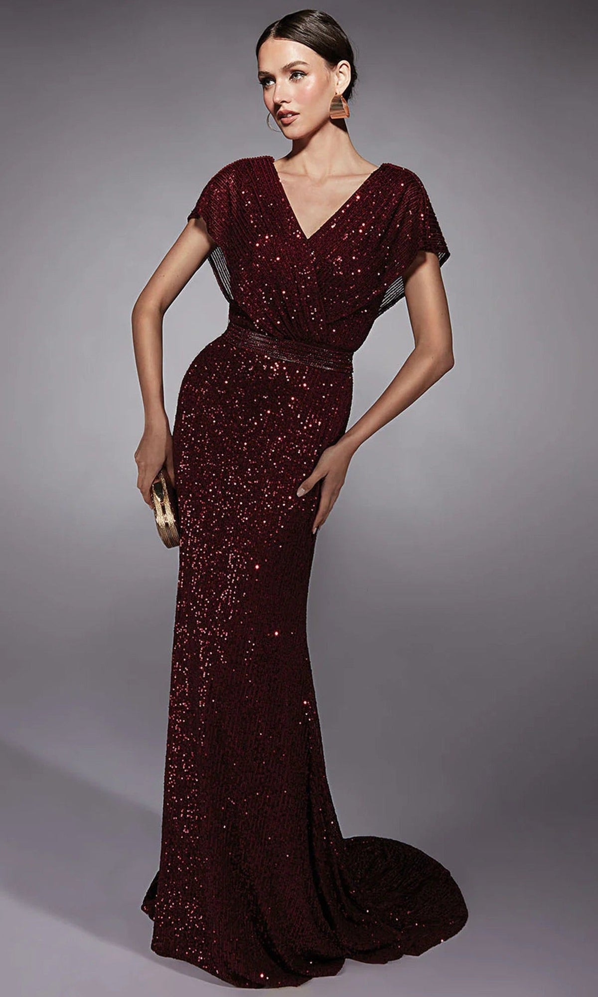 Alyce Paris 27708 - Short Sleeve Sequin Sheath Gown