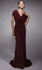 Alyce Paris 27708 - Short Sleeve Sequin Sheath Gown