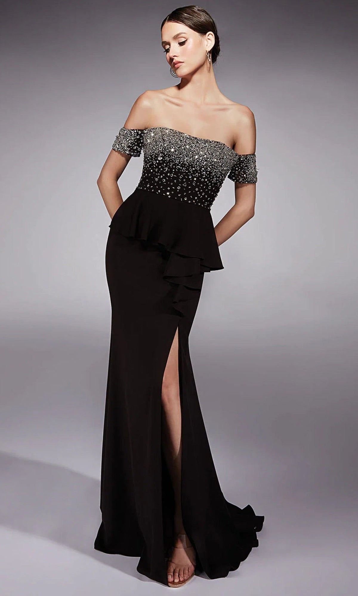 Alyce Paris 27715 - Beaded Top Ruffle Peplum Sheath Gown