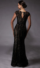 Alyce Paris 27716 - Patterned Sequin Fitted Gown with Cap Sleeves