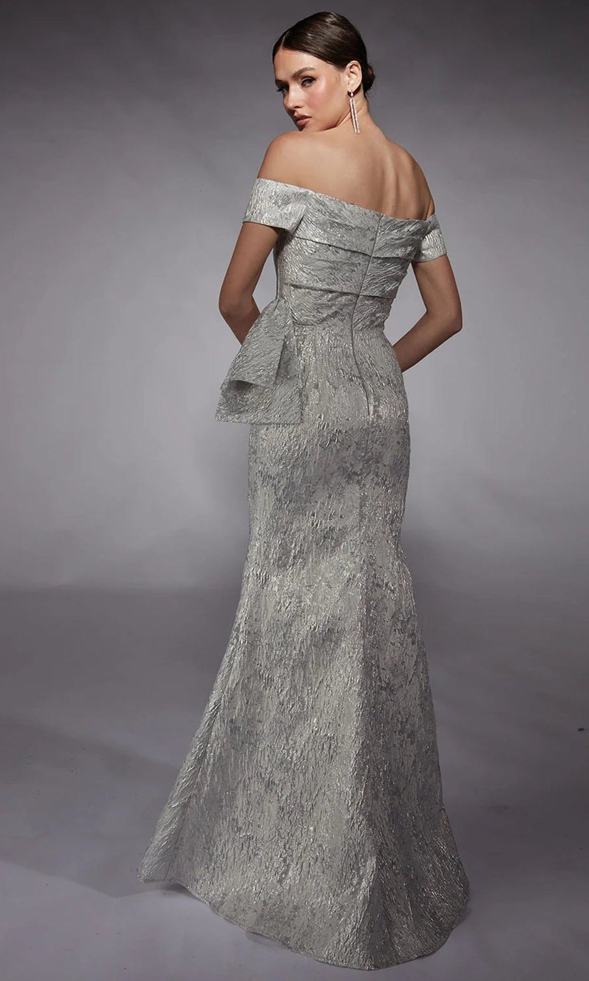 Alyce Paris 27717 - Textured Off Shoulder Asymmetric Dress