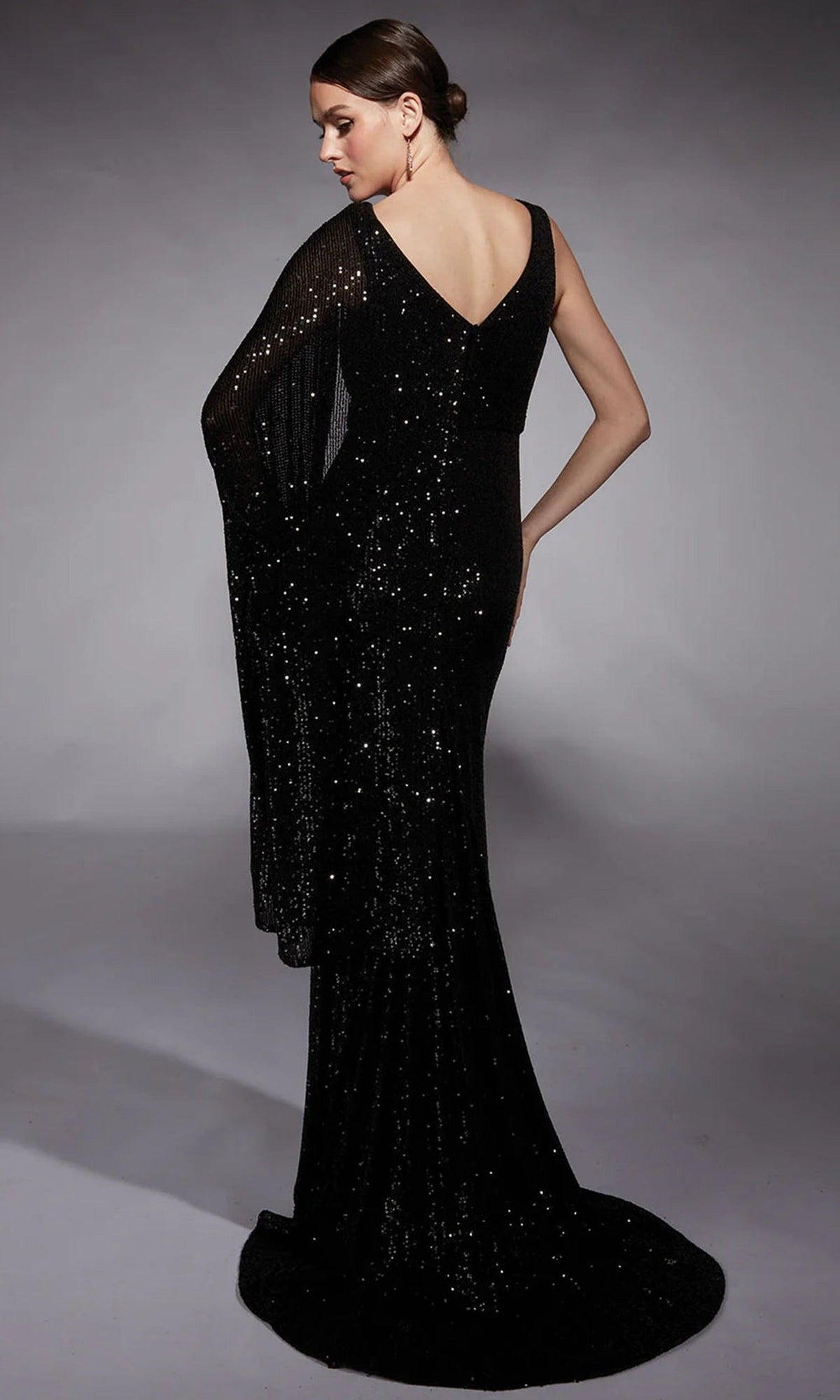 Alyce Paris 27718 - Sequin Ornate One Shoulder Cape Dress