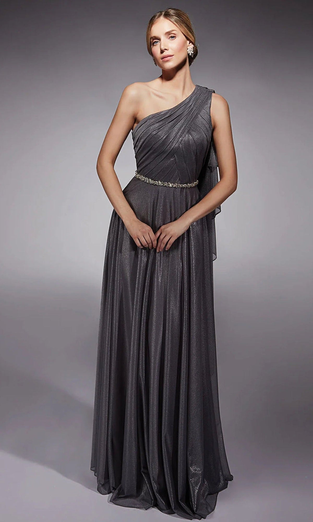 Alyce Paris 27719 - Metallic Chiffon One Shoulder Gown