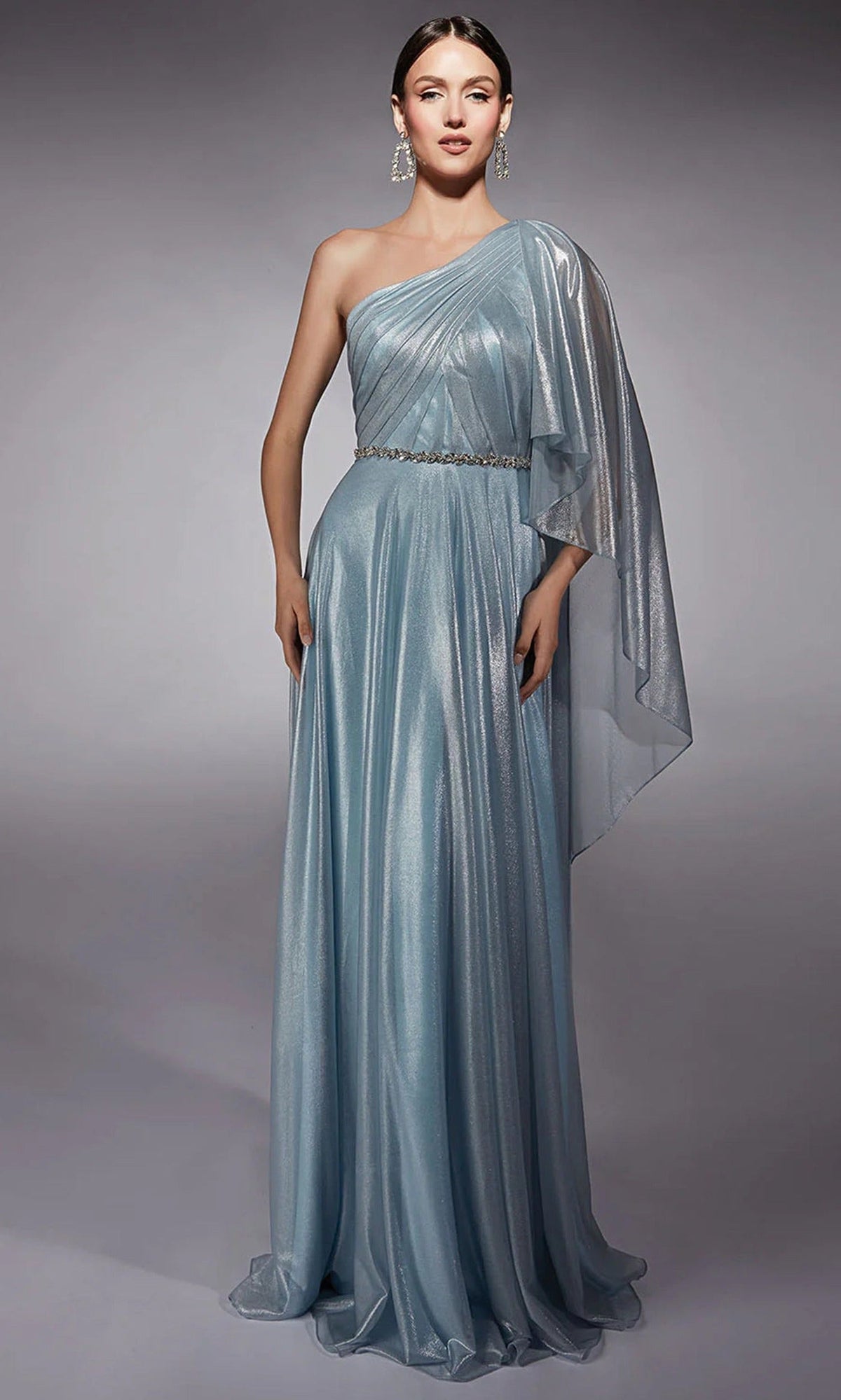 Alyce Paris 27719 - Metallic Chiffon One Shoulder Gown