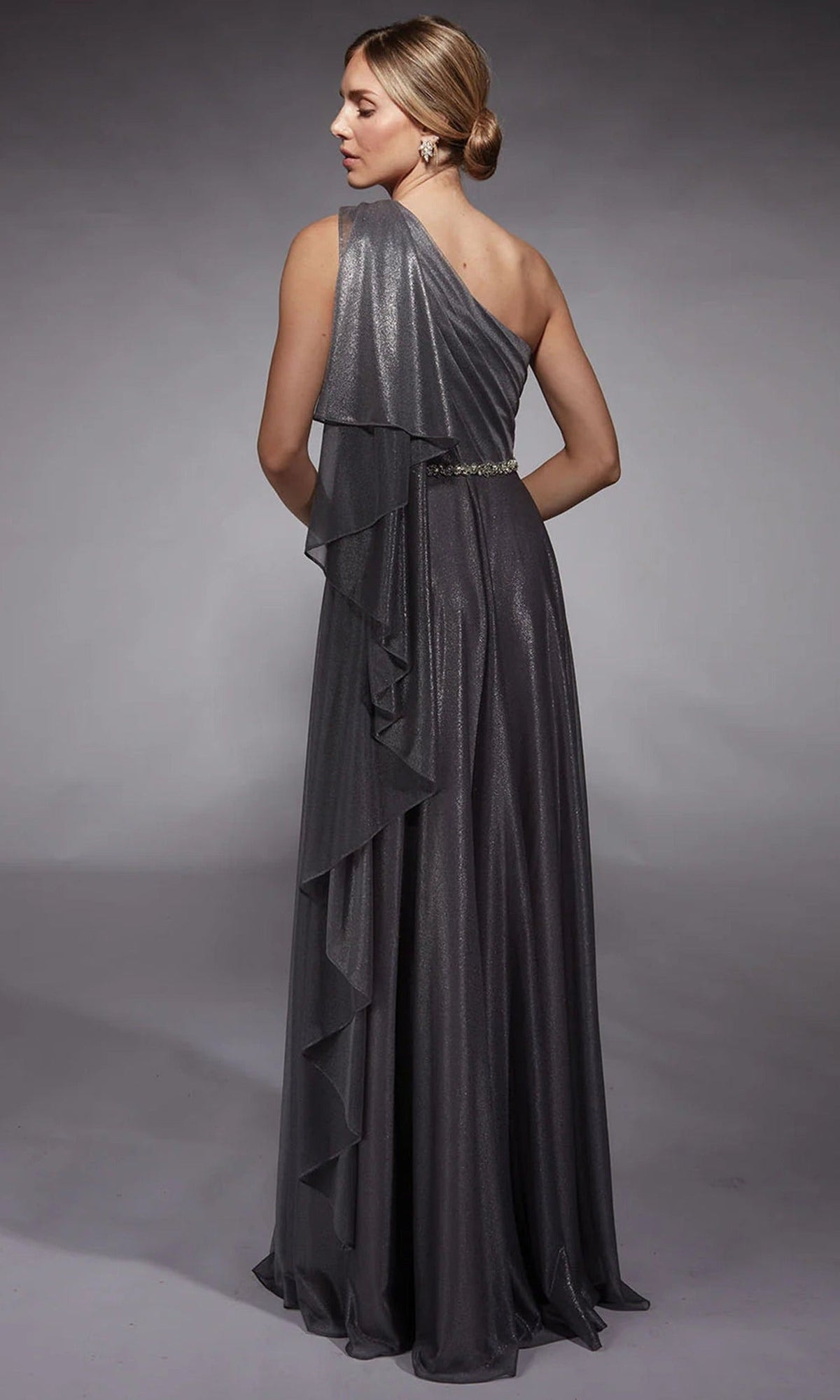 Alyce Paris 27719 - Metallic Chiffon One Shoulder Gown