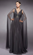 Alyce Paris 27720 - Cape Sleeve Rhinestone Accent Long Gown