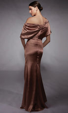 Alyce Paris 27721 - Asymmetric Neck Draped Charmeuse Dress