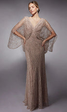 Alyce Paris 27724 - Sheer Cape Sequin Embroidered Dress