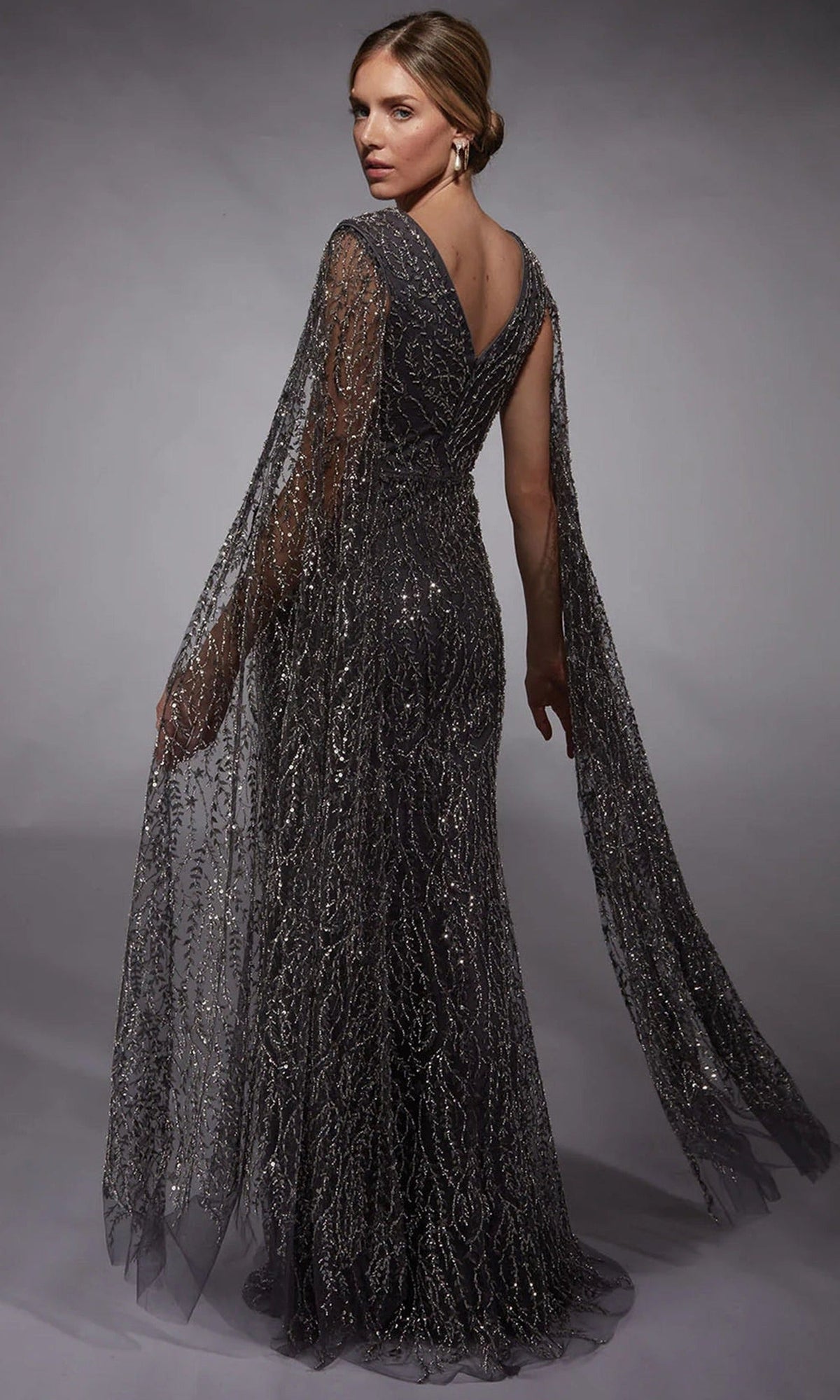 Alyce Paris 27725 - Sequined Detachable Cape Sleeve Dress