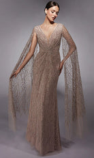 Alyce Paris 27725 - Sequined Detachable Cape Sleeve Dress