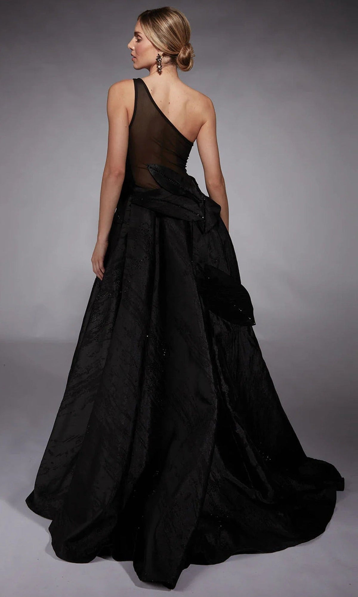 Alyce Paris 27730 - Dramatic Floral Applique Asymmetric Gown