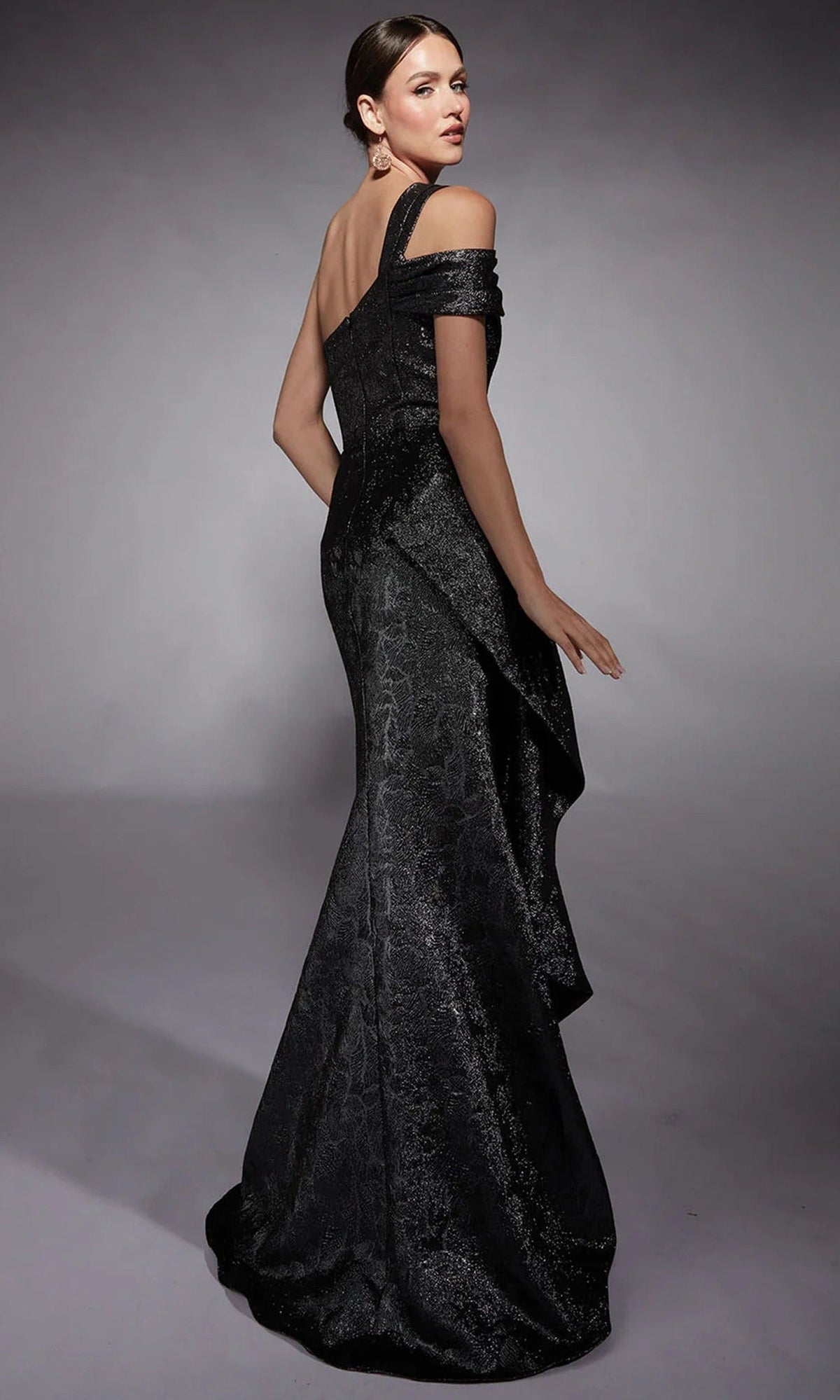 Alyce Paris 27734 - Cold Shoulder Jacquard Sheath Gown