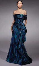 Alyce Paris 27736 - Jacquard Asymmetric Peplum Evening Dress