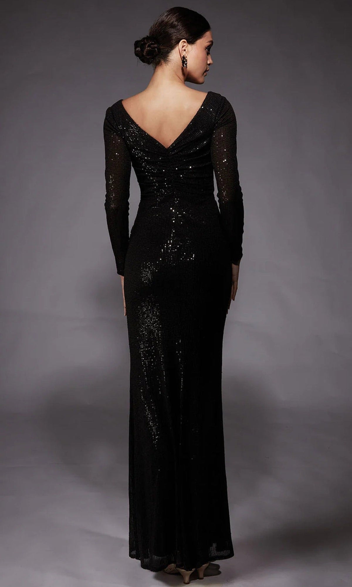 Alyce Paris 27741 - Sequin Long Sleeve V-Neck Dress